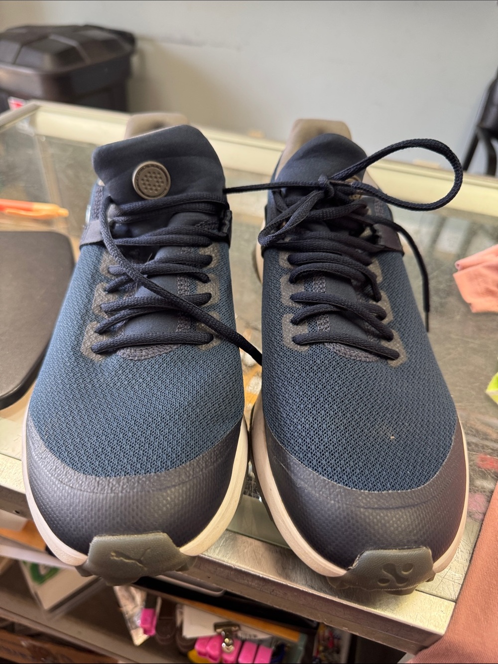 Puma Men's Navy and Gray Lightweight Mesh Sneakers